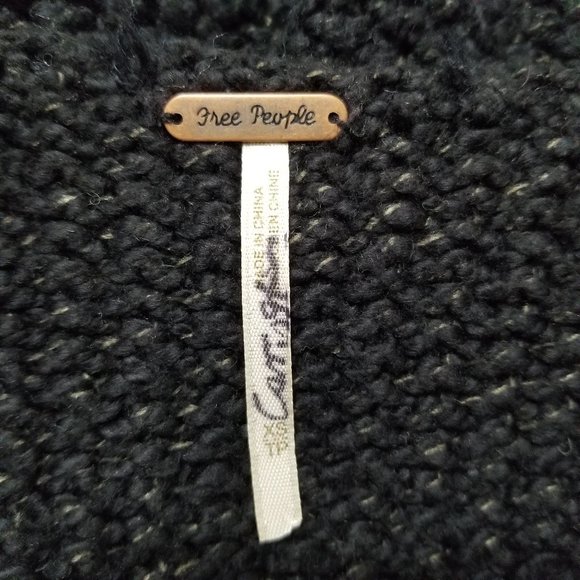 Free People sweater XS Cozy Cat chunky knit pullover oversize side split tunic - Picture 10 of 14